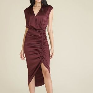 Veronica Beard Casela Ruched Stretch-Silk Dress